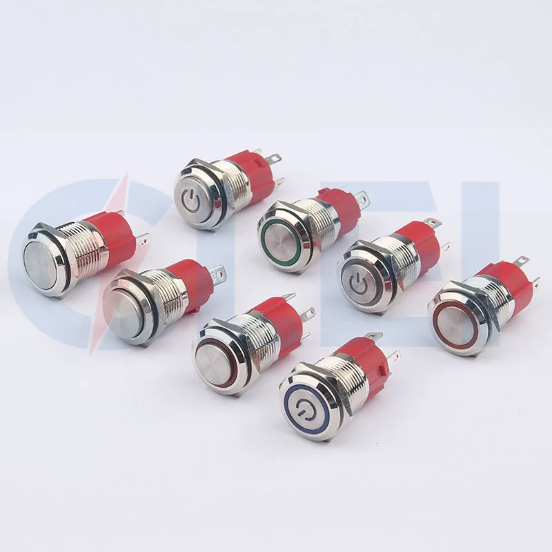 16MM Big Current Power Style LED Stainless Steel Metal Push Button Switch
