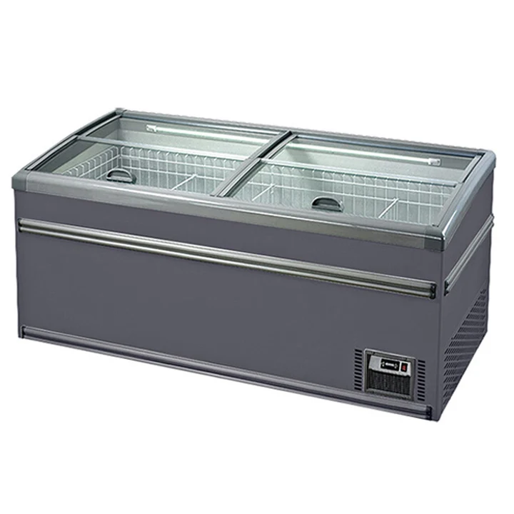 Combined Island Display Freezer Commercial Retail Sliding Doors Automatic Defrost Supermarket Freezer Ice cream