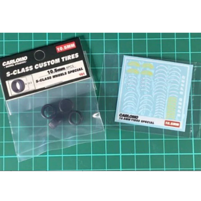 Carlomo 1/64 Wheels S-Class Wheels With Rubber Tires Brake Disc Assembly Rims Modified Parts for Model Car Tomica 4pcs Set E02