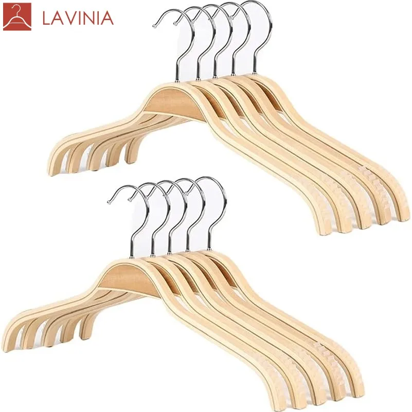 Lavinia Birch Wood Clothes Hangers High Grade Fashion Hanger No Shoulder Bump for Sweater Suit Hanger 360 Degree Rotatable Hook