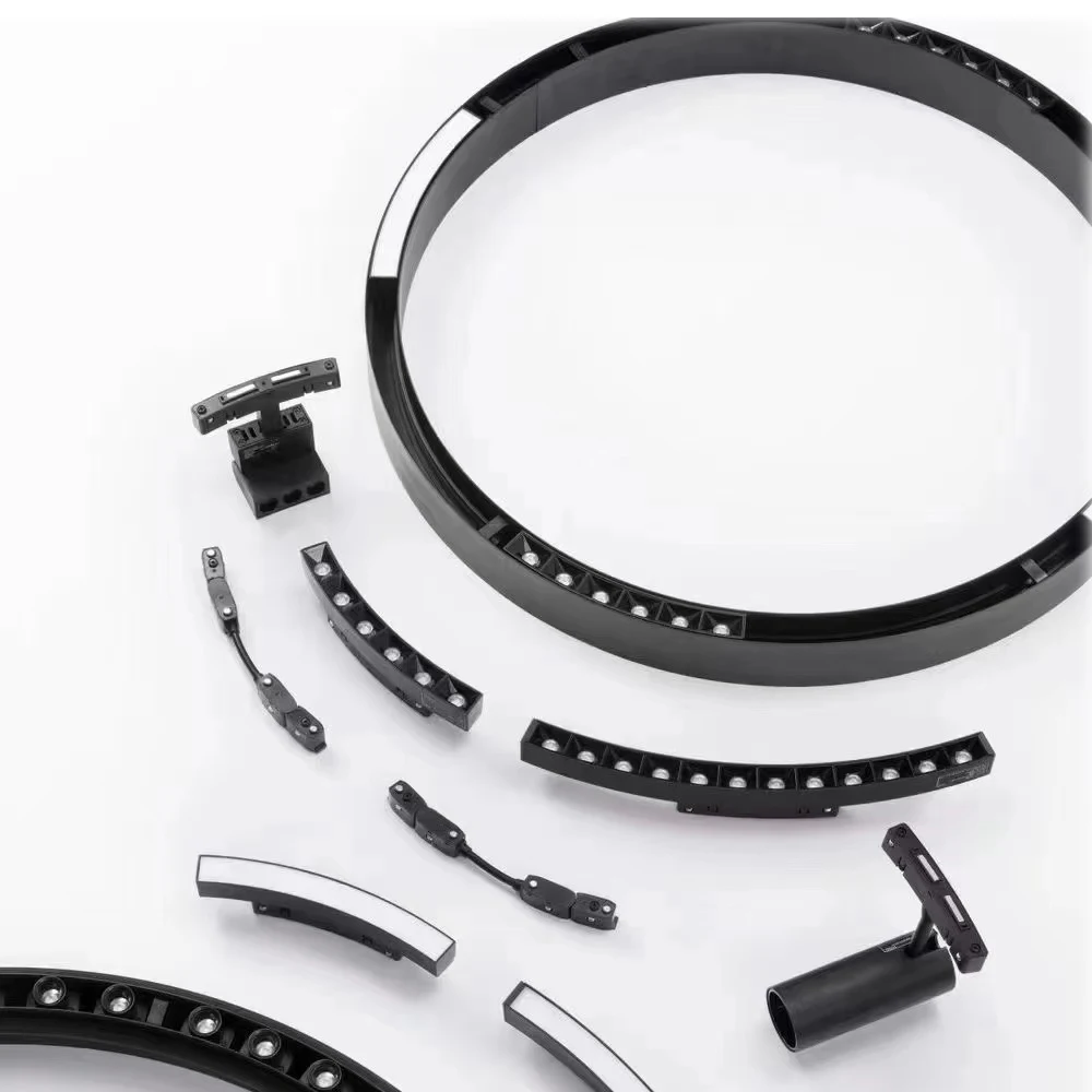 Aluminum Slim Track Surface mounted Recessed 48V Magnet 7w 10w 18w 20w Bent Rail Light Track Light