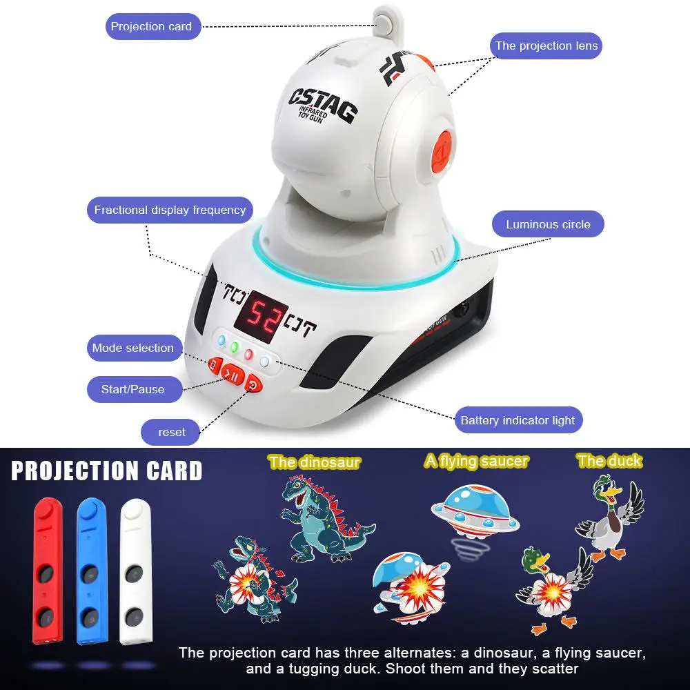 kids Adult Infrared Sound Shooting Games Toy Set 2-Player Vibrate Laser Guns with Projection Tags for Fighting Battles