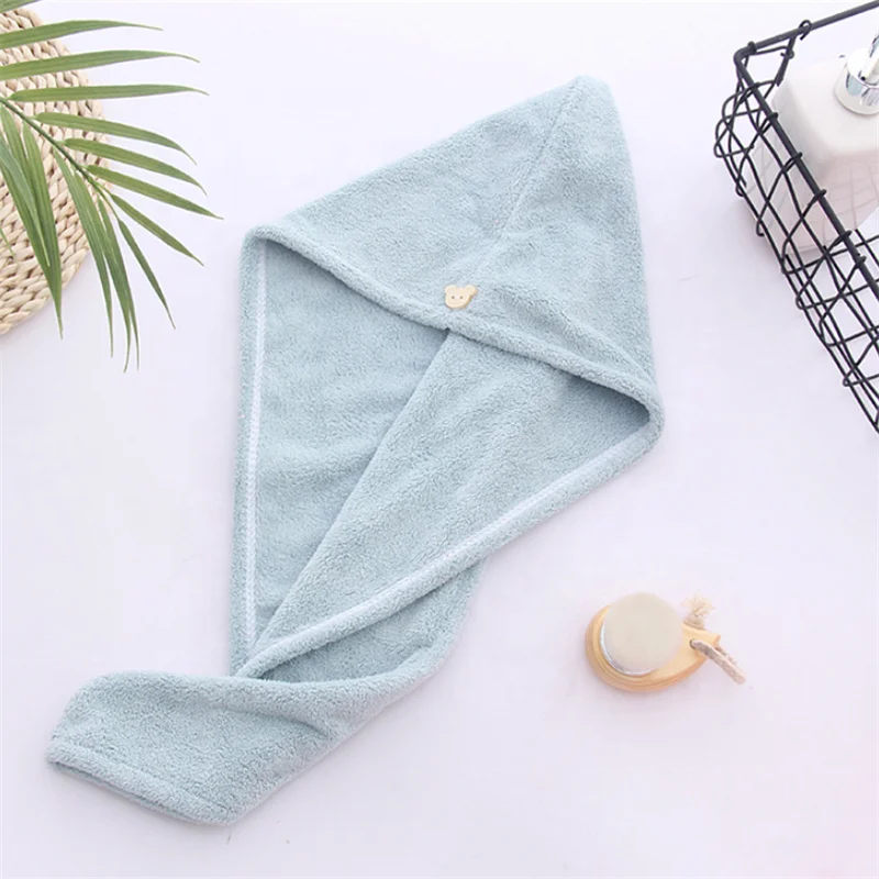 Wholesale Custom high quality coral fleece/coral velvet microfiber Hair Turban Shower Spa Head Wrap Hair Drying Hat Turban