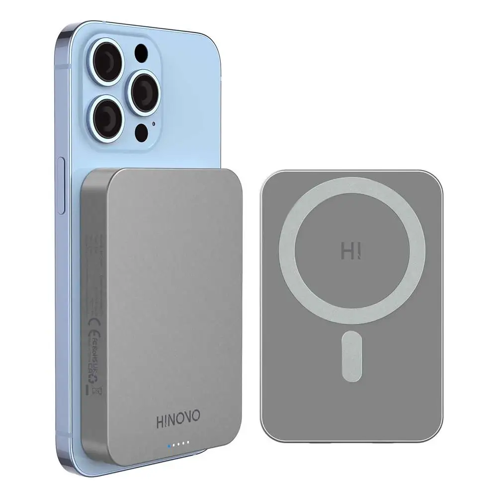 HINOVO MB1-10000 Big Battery Capacity 10000mAh Slim Portable Metal Body Phone Charger Magnetic Wireless Power Bank