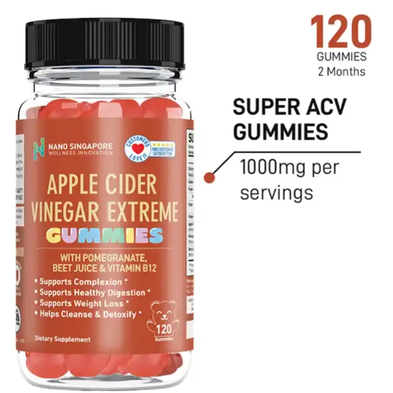 [NEW] Red Apple Cider Vinegar GUMMIES w/ Pomegranate, Beet Juice and  Vitamin B12 for Kids