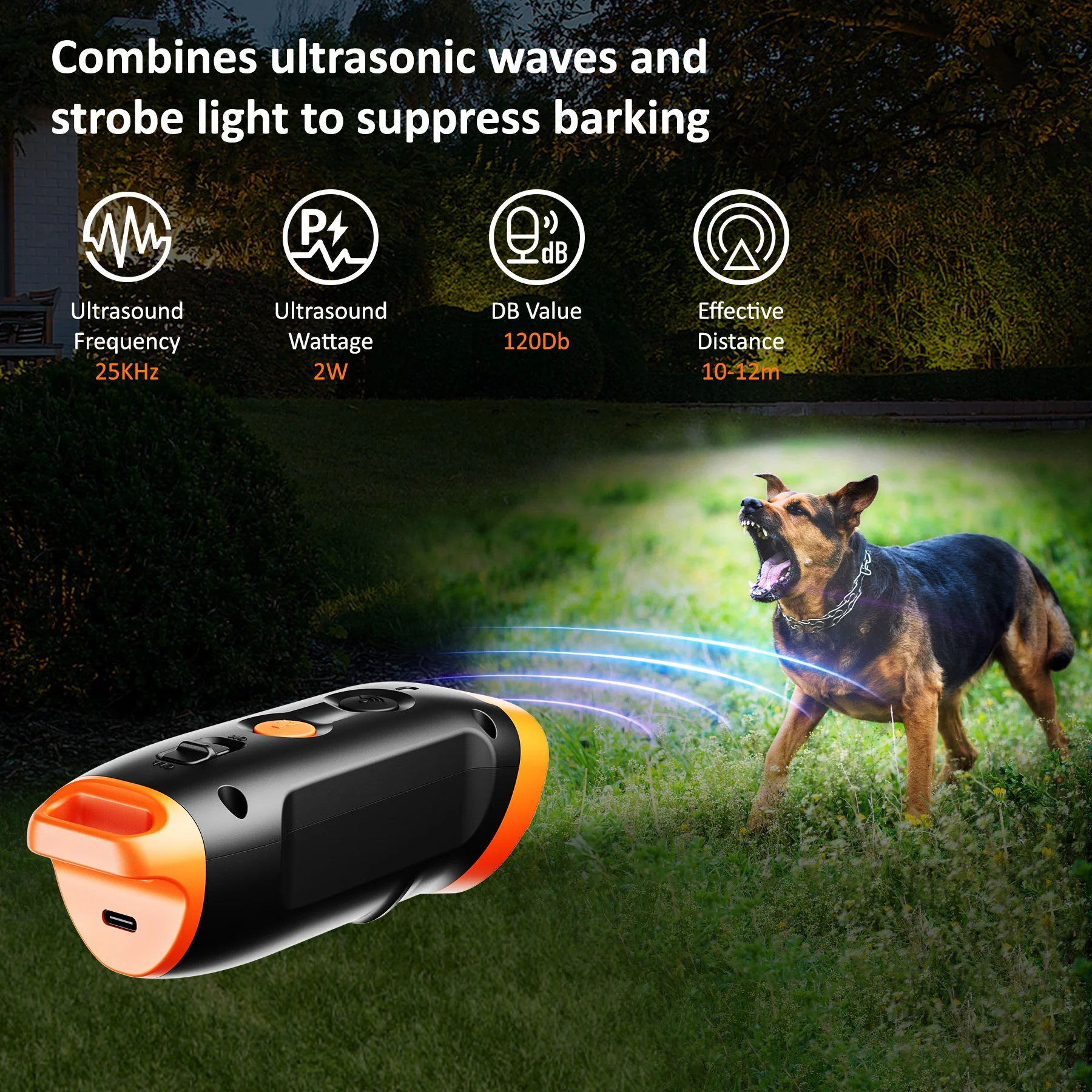 X-Pest Hot Selling 12M Range Ultrasonic Anti-Barking Device For Stops Bad Behavior With Flashlight Dog Bark Deterrents Device
