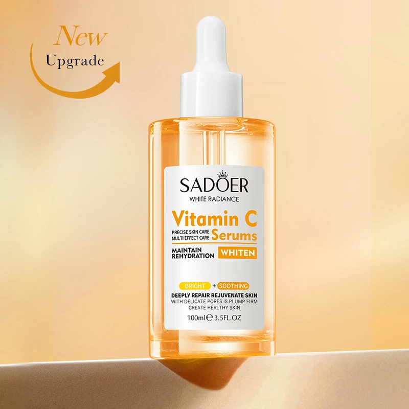 100ml Private Labels SADOER Vitamin C Hyaluronic Acid Essence Korean Skincare Face Serum Whitening Firming Moisturizing Lighten