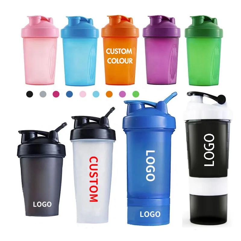 Madou Wholesale Custom Logo Bpa Free 600ml Plastic Gym Bottle Powder Mixing Fitness Sport Water Protein Shaker Bottle