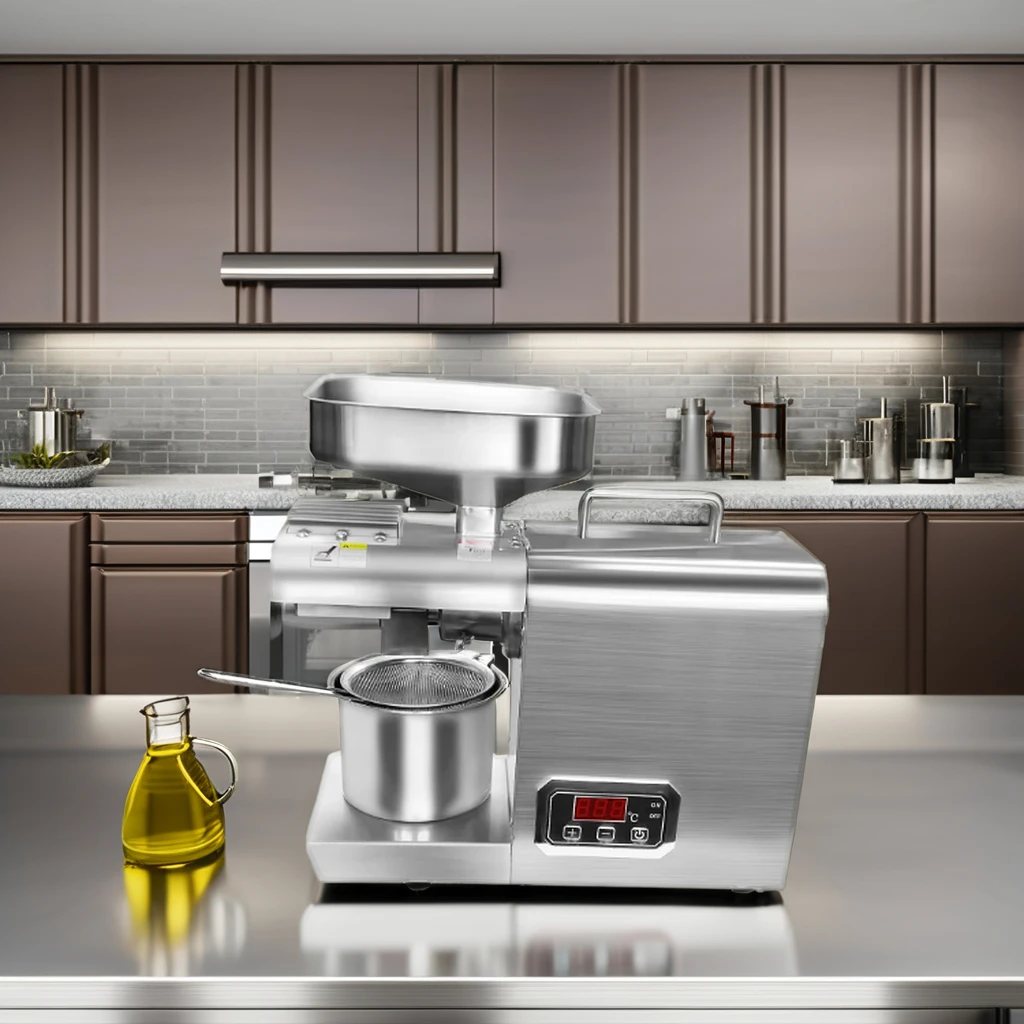 MJ Mini Automatic Steel Screw Oil Pressers Small Home use Sesame Coconut Peanut Oil Extractor Seed Cold Oil Press Machine 508T