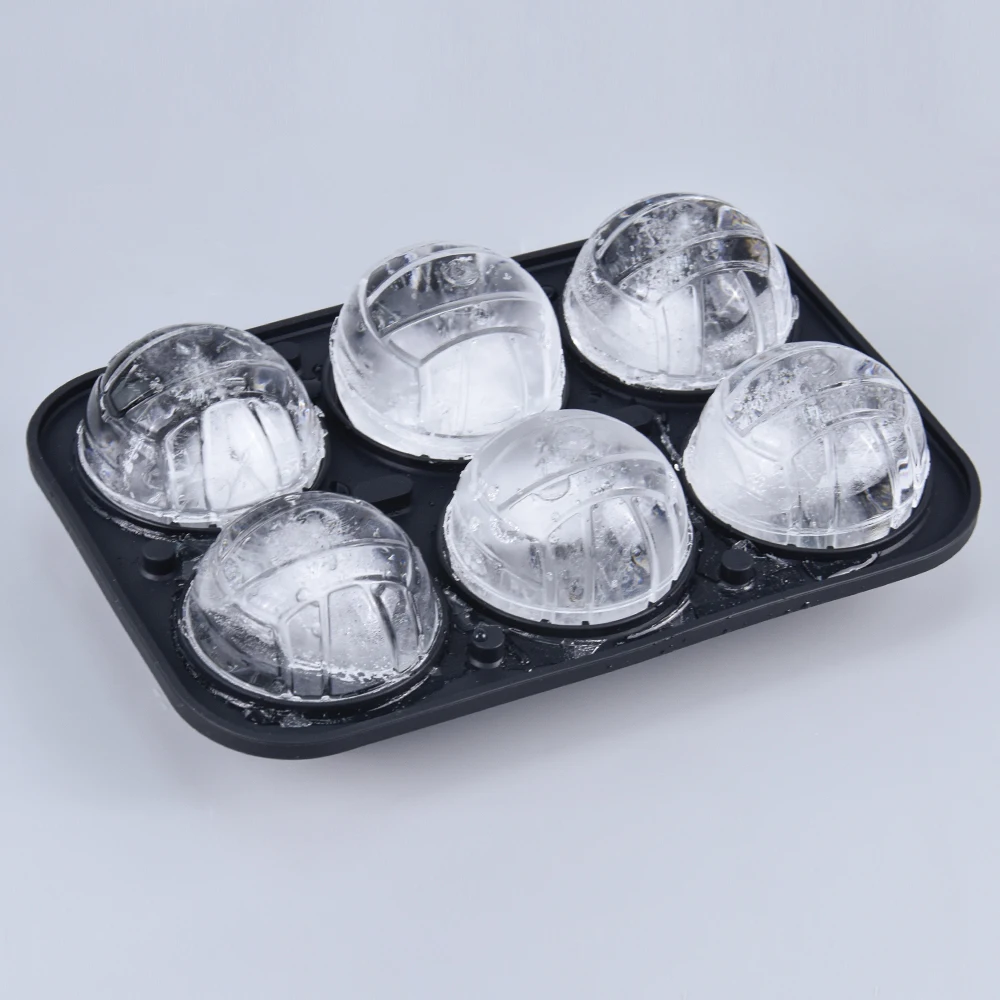 Benhaida Easy to Release Whiskey Large Ice Ball Maker 6 Cavity BPA Free Leakproof Volleyball Ice Tray with Funnel
