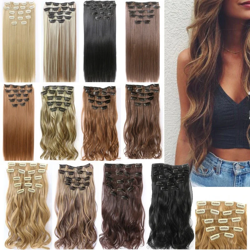 High Quality Wholesale Colored Clip In Human straight curly Hair Extension strength 60cm 140g