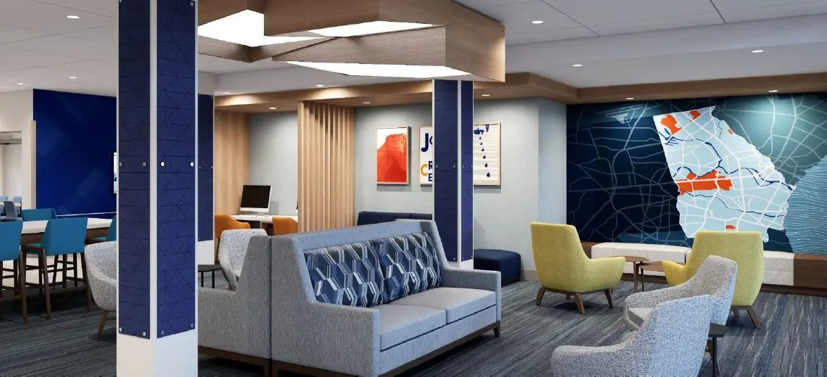 GRT6203 Holiday Inn Express Formula Blue Hotel Furniture Modern Customized Wood Hotel Bedroom sets