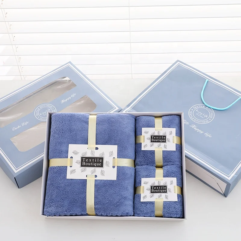 bath towel set gift thick coral fleece soft absorbent face towel bath set