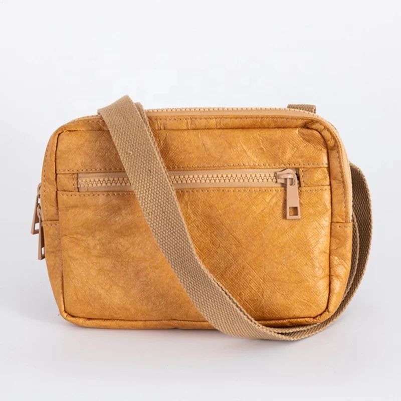 High Quality Brown Waterproof Dupont Chest Messenger Bag Washable Women Men Tyvek Paper Crossbody Bag