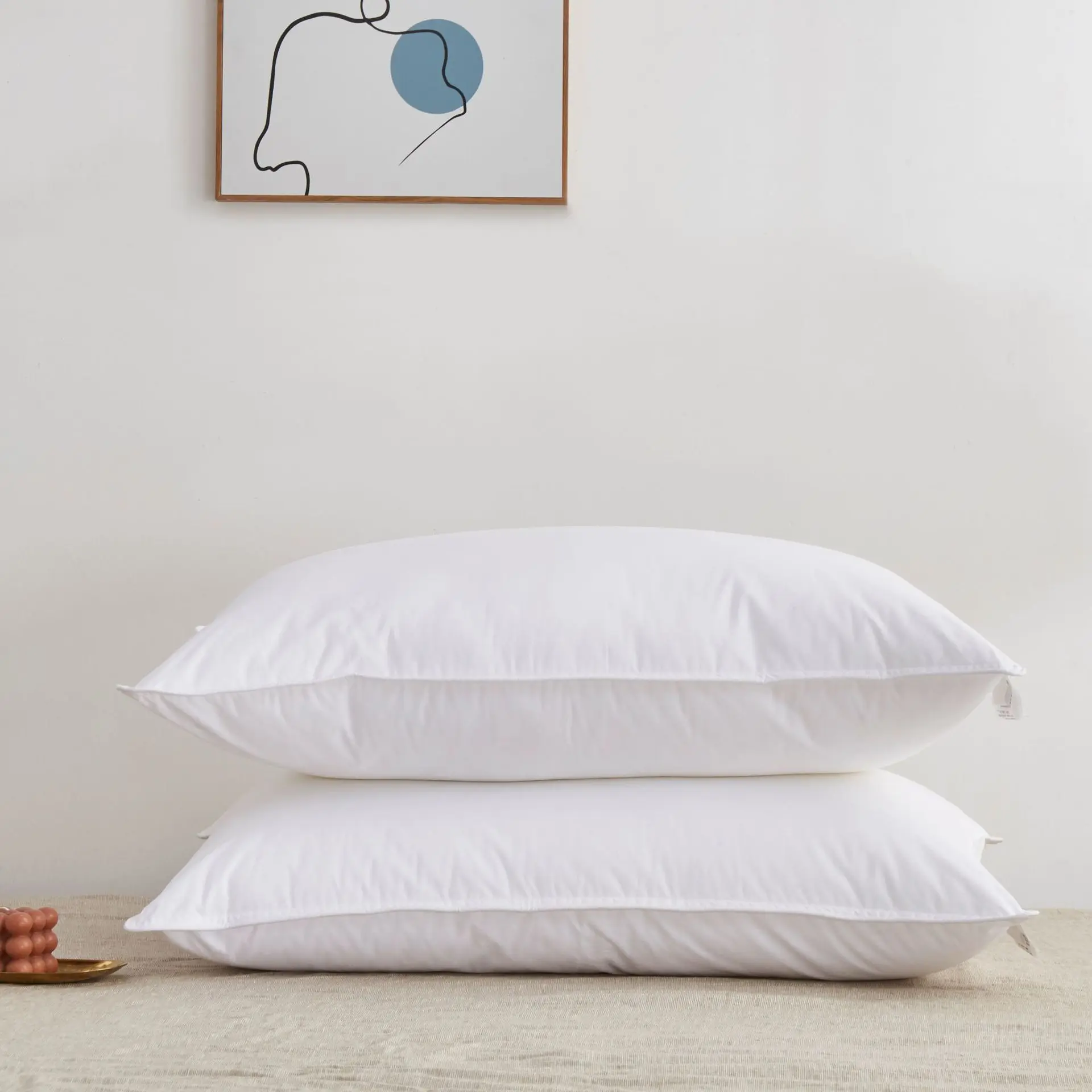 Customized Home Hotel Nature Soft Goose Duck Feather Down Pillow Cushion Pillow With Cotton Fabric