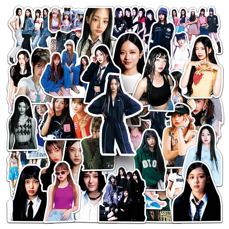 50pcs Factory Direct Sale High Quality Decorative Laptop Skateboard Stickers Korean Kpop Girl Group Newjeans Sticker