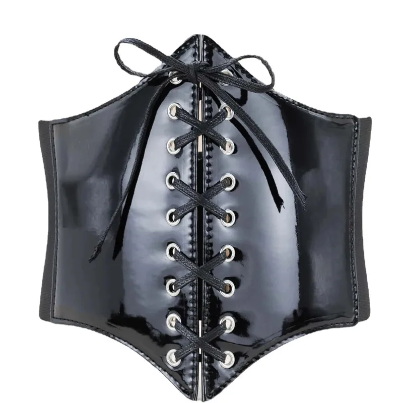 Sexy waist Cincher Waist Slimmer Fashion Lacing up Leather Corset for Women