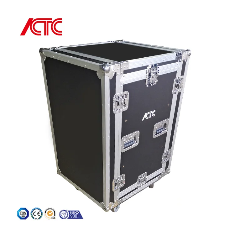 ICTC Pro 2U-16U Space Push Door Amplifier Rack Flight Road Case For sale