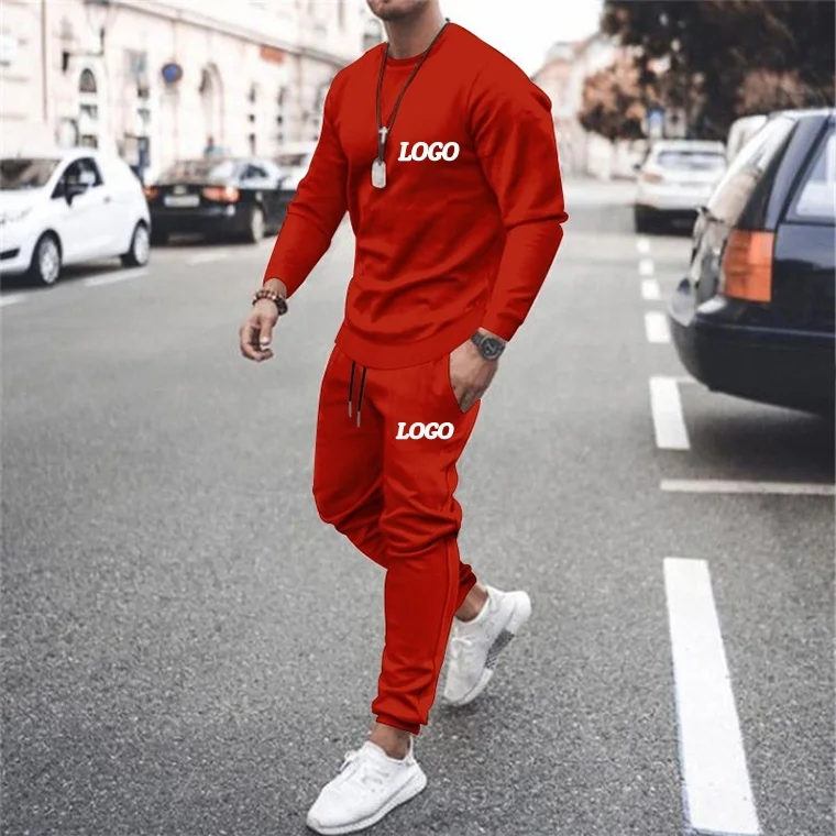 Wholesale Custom Logo Men Plain Tracksuit Jogging Jogger Suit Set Crewneck Sweatshirt Sweatsuit Men 2 Two Piece Pants Set