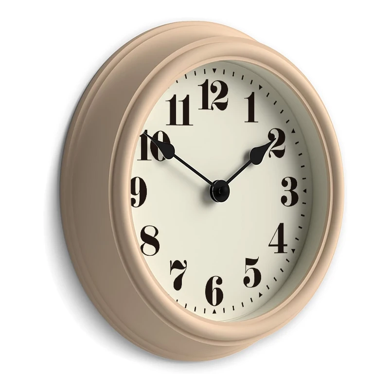 2025  New Modern fashion simple 12 inch Plastic Wall Clock for living room silent round custom Dirty pink clock Cream style