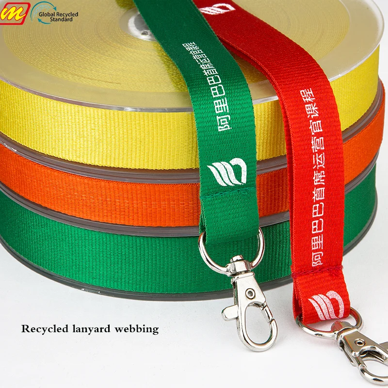 GRS Recycled Jacquard Thick Webbing Strap Custom Ribbon Band Tape For Dog Pet Collar Harness Backpack Bag Parts Black