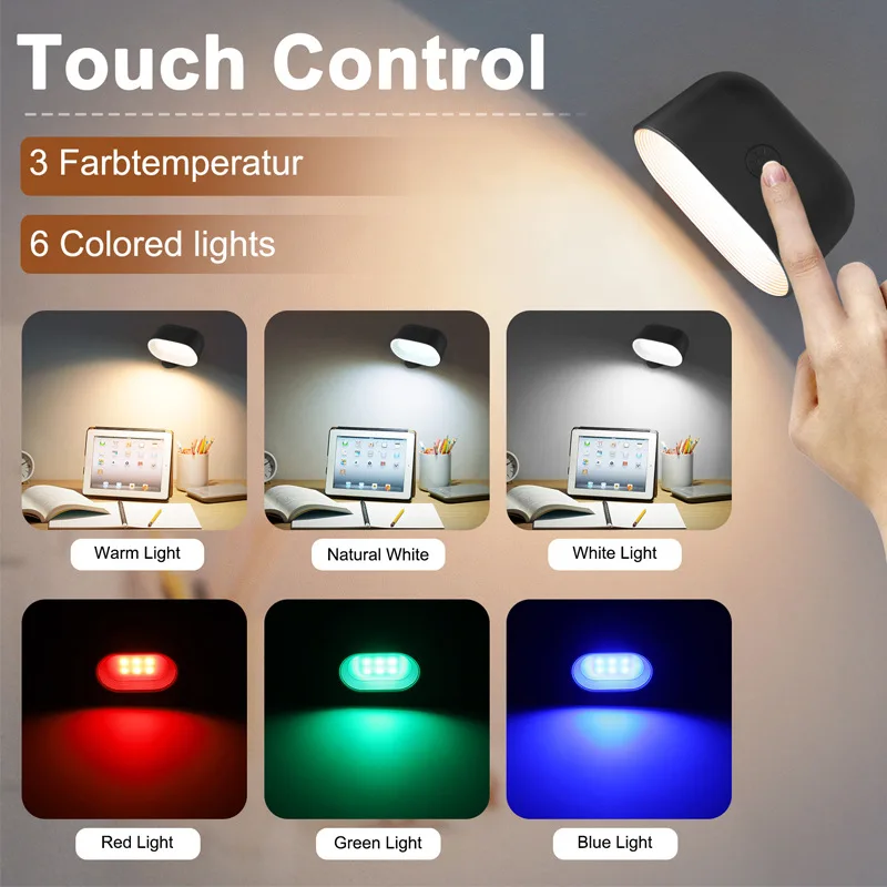 USB Rechargeable Smart RGB LED Wall Lighting Remote Control Indoor Magnetic Mounted Wall Lamp for Reading Bedroom Decoration