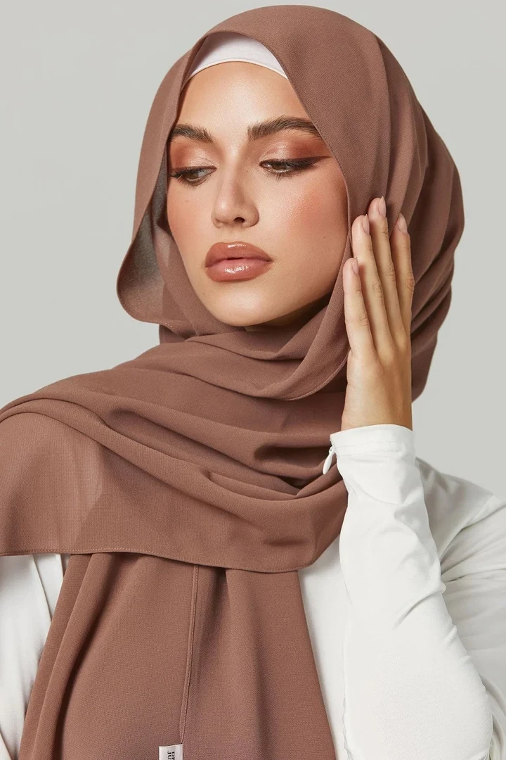 High Quality Tudung Women Shawl Malaysia Thick Heavy Chiffon Muslim Georgette Scarf Solid Bubble Chiffon Hijab Ethnic Shawl