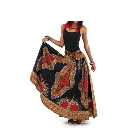 V R CRAFTS Manufacturer of Women Skirt African Print Ankara Dashiki Bohemian High waist Pleated A Line Maxi Flare Skirt