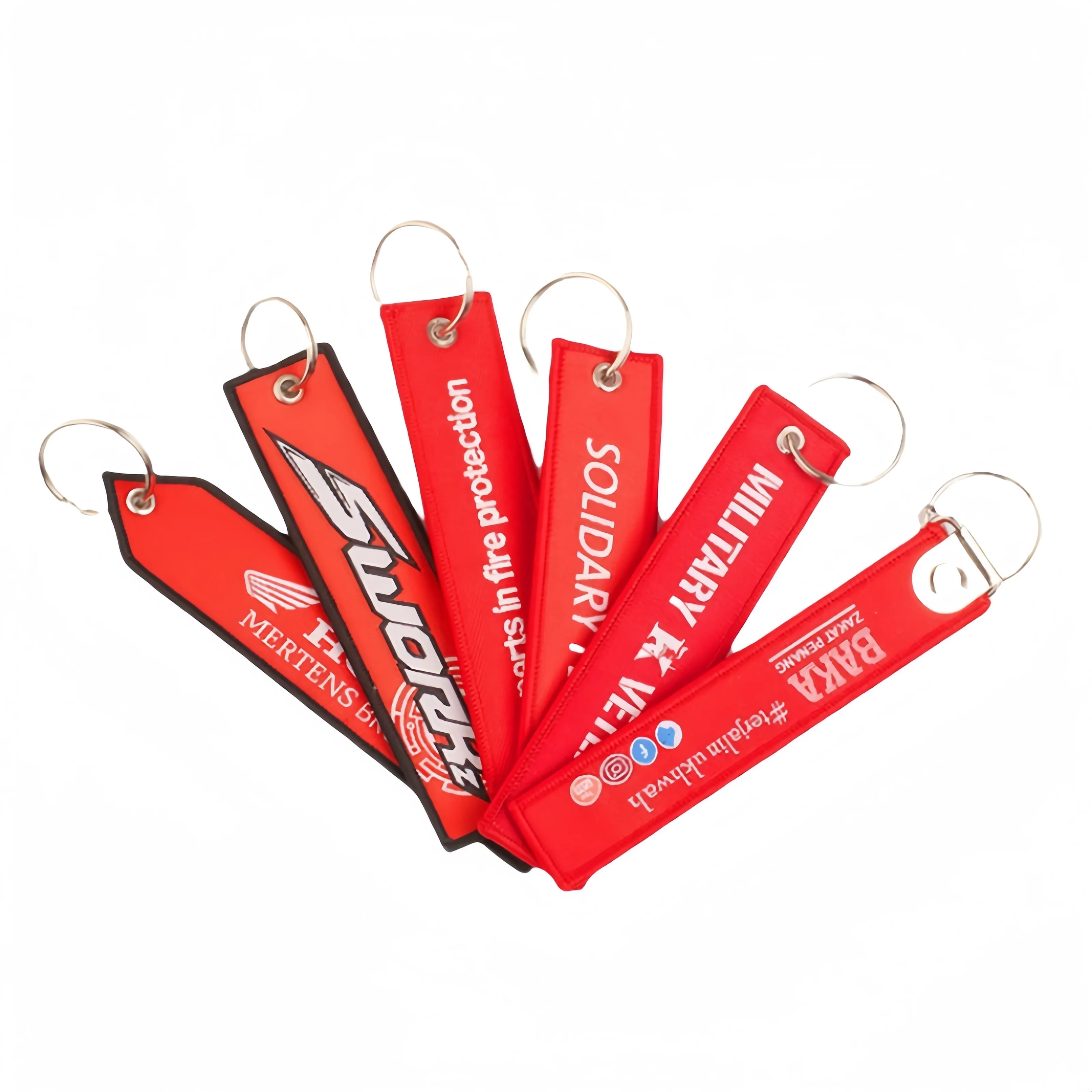 Personalized Embroidered Garment Custom Text Letter Logo Embroidery Fabric Key Tag For Airline