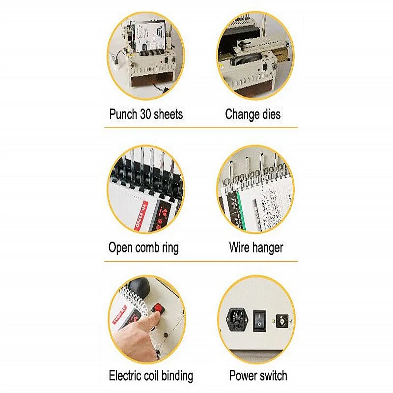 NanBo 6918 Multi-functional 4-in-1 All in one Electric Power Wire Coil Comb Binding Machine