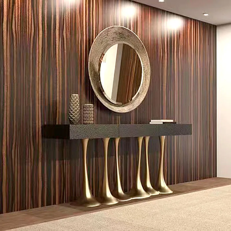 Modern simple console table pure copper villa living room metal cabinet decorative entrance