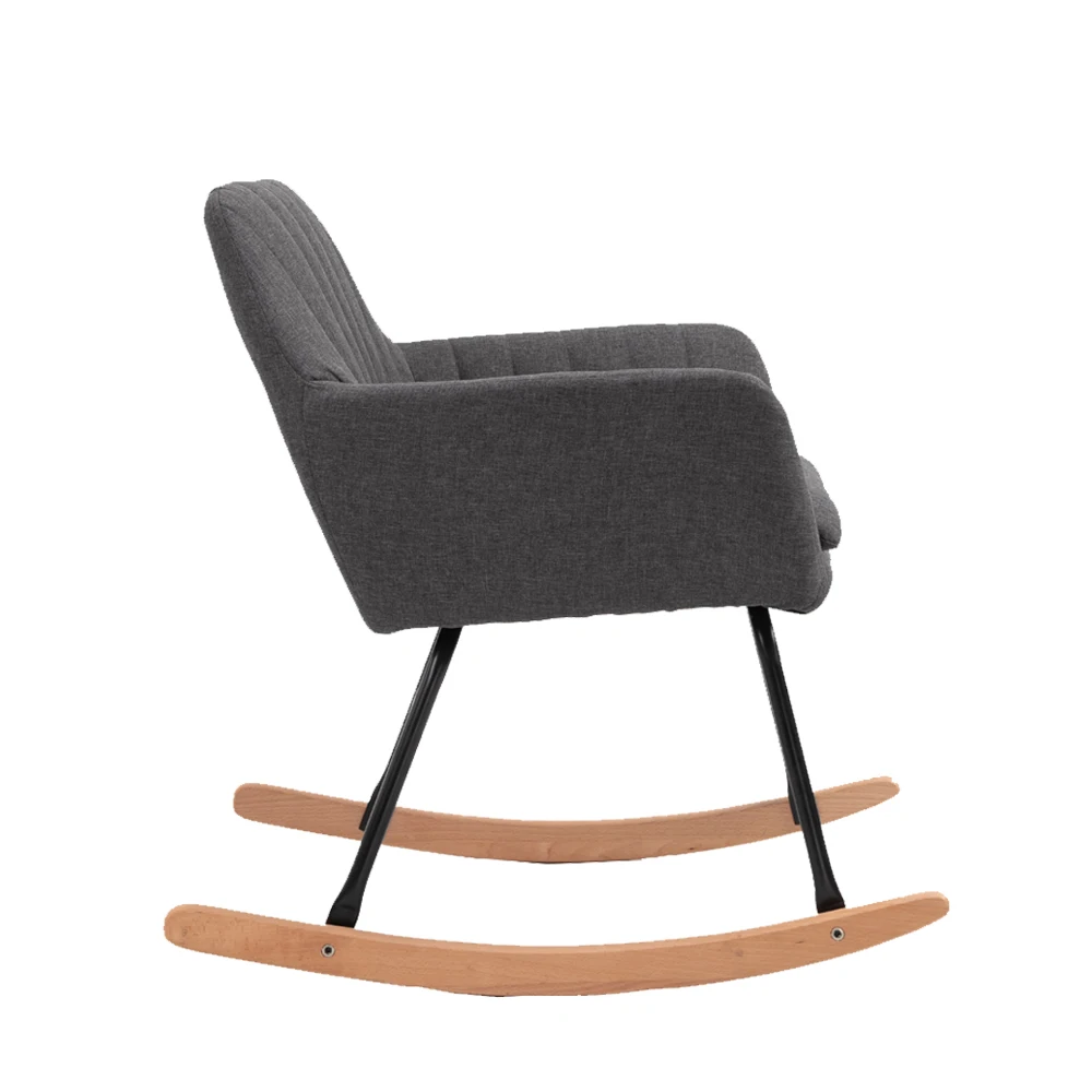 Partner  Mid-century Modern Fabric Wooden Accent Rocking Chair