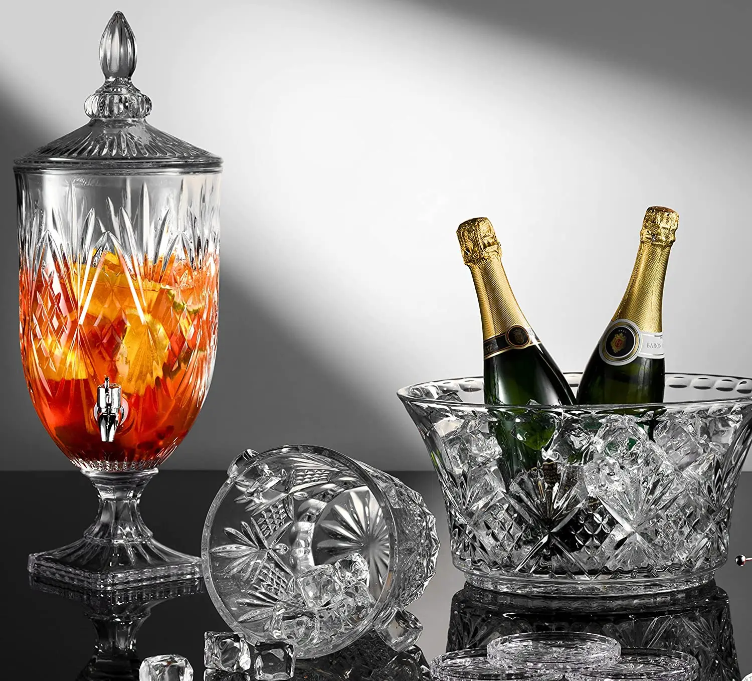 Iced Beverage Dispenser Crystal Collection Juice Milk Tank