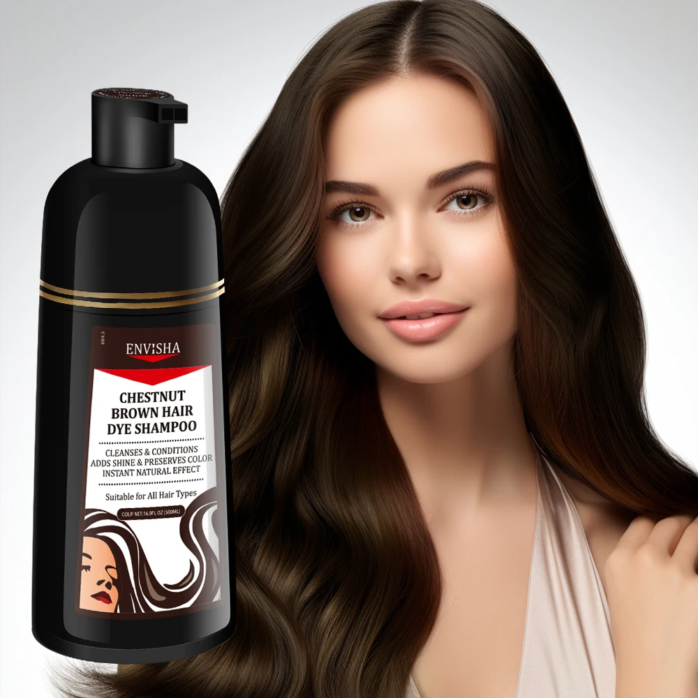 Hot Sale Vegan Organic Fast Maintain Chestnut Brown Hair Coloring Shampoo Enhances Shine Hair Dye Color Protect Shampoo