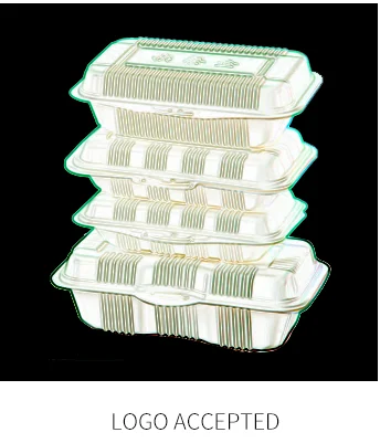 Custom Logo Mfpp Clamshell Take Away Hinged Lid Boxes To Go Lunch Container Restaurant Plastic Disposable Food Container