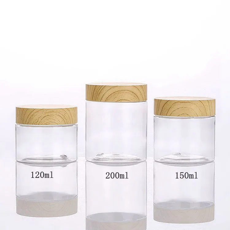 
New PET Wide Mouth Cosmetics Jar with Screw plastic Lids Storage 200ml 300ml 400ml 500ml 800ml 1000ml 