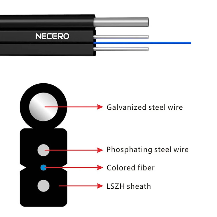 Оптовая продажа, Necero, бронированный многорежимный прямой кабель 1 2 4 6 8 12, волоконно-оптический плоский кабель Ftth