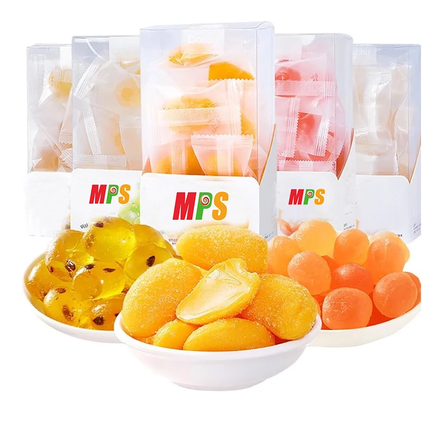 Factory OEM peeled fudge Lychee grape 8 kinds of fruit candy 68% fruit juice content healthy nutrition snacks gummy