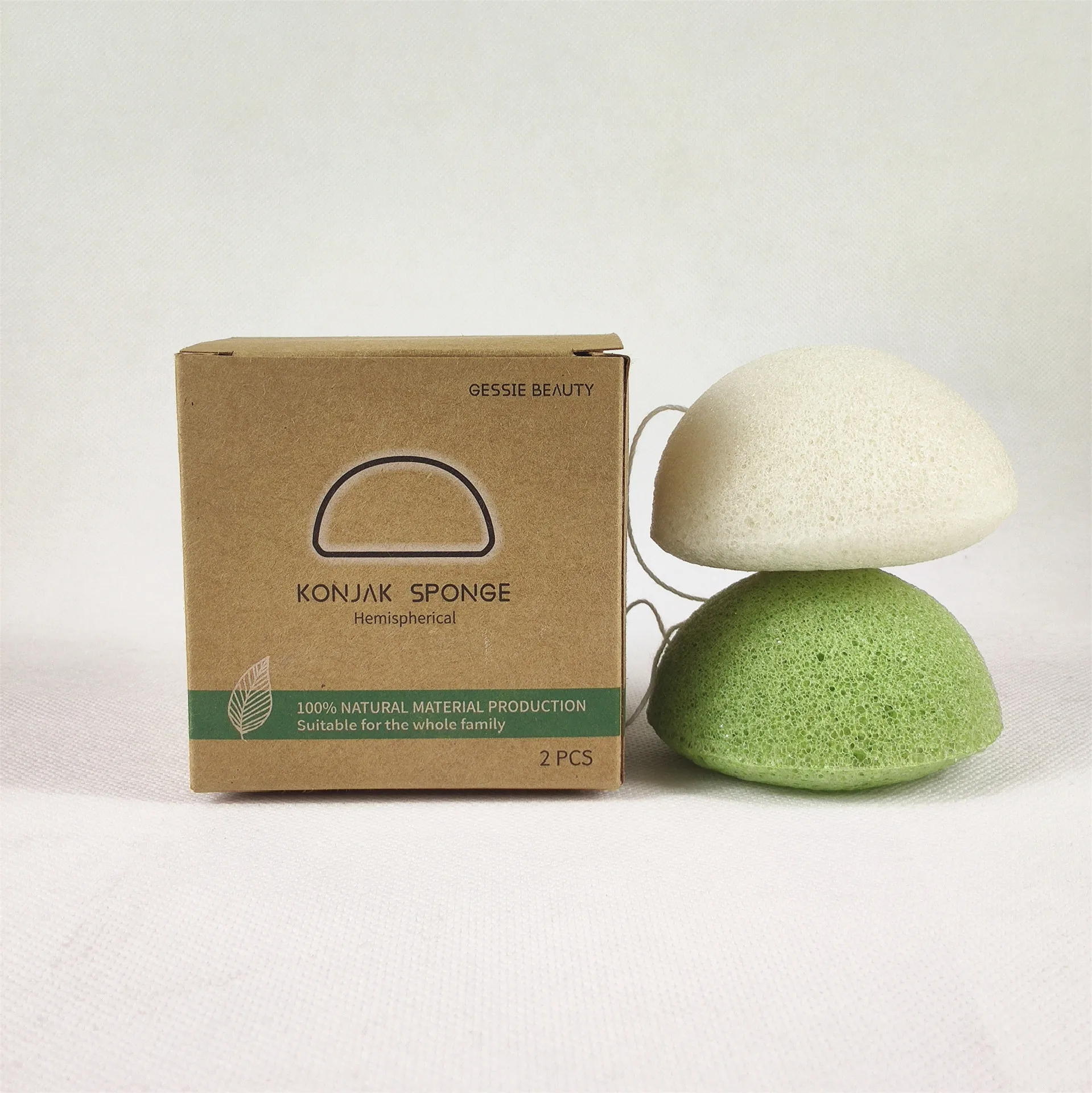 2Pack 4Pack 100% Natural Facial Exfoliating Skin Care Private Label Organic Konjac Sponge With Box