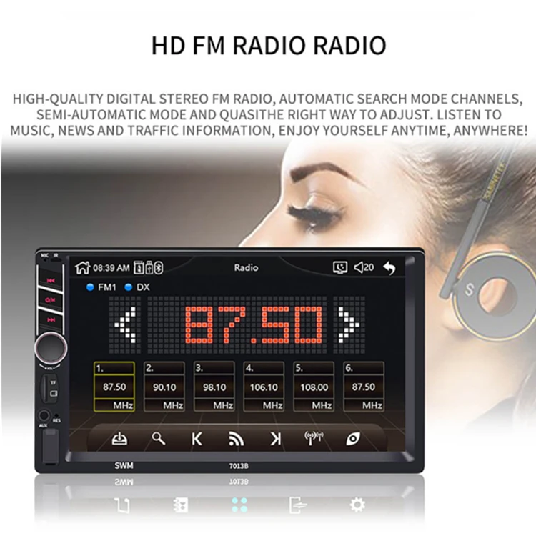 
7 Inch Music Screen Multimedia Mp5 Dvd Player Car Video Stereo 2 Din Car Radio 