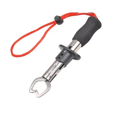 Portable Fish Lip Grabber Grip Tool Fish Holder Steel Fishing Gear with Scale 40 Pound