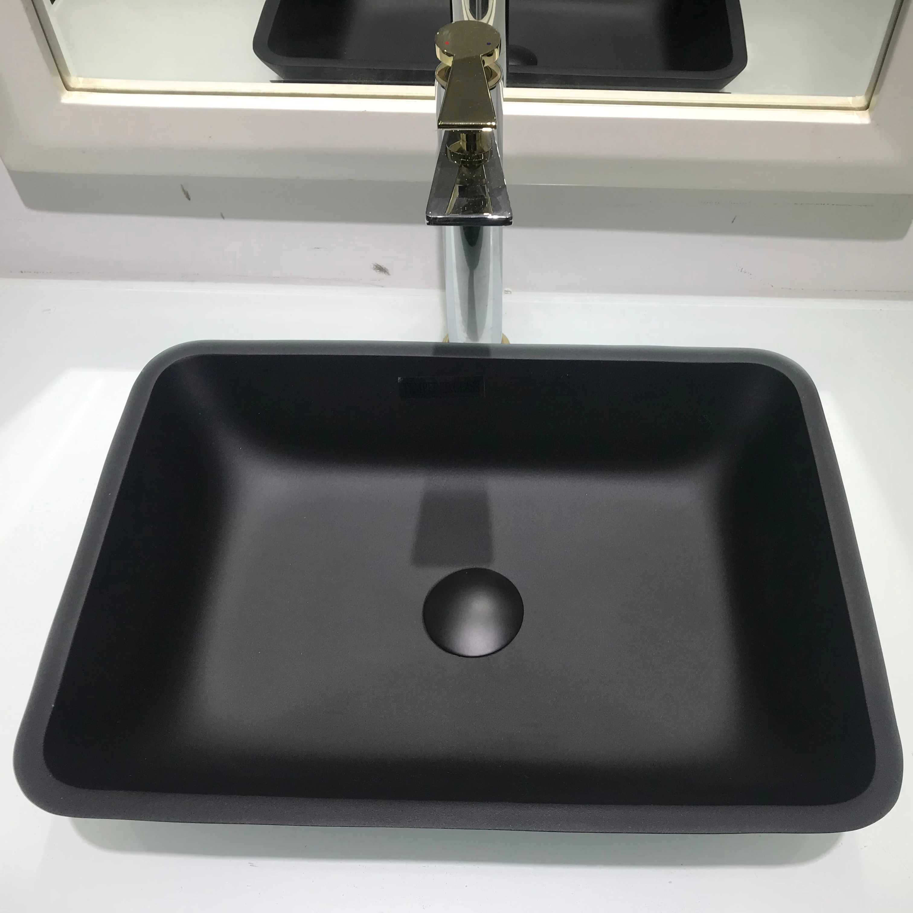 Fanwin CUPC Certificate Black Rectangular Matte Vessel Bathroom Wash Sink Basin
