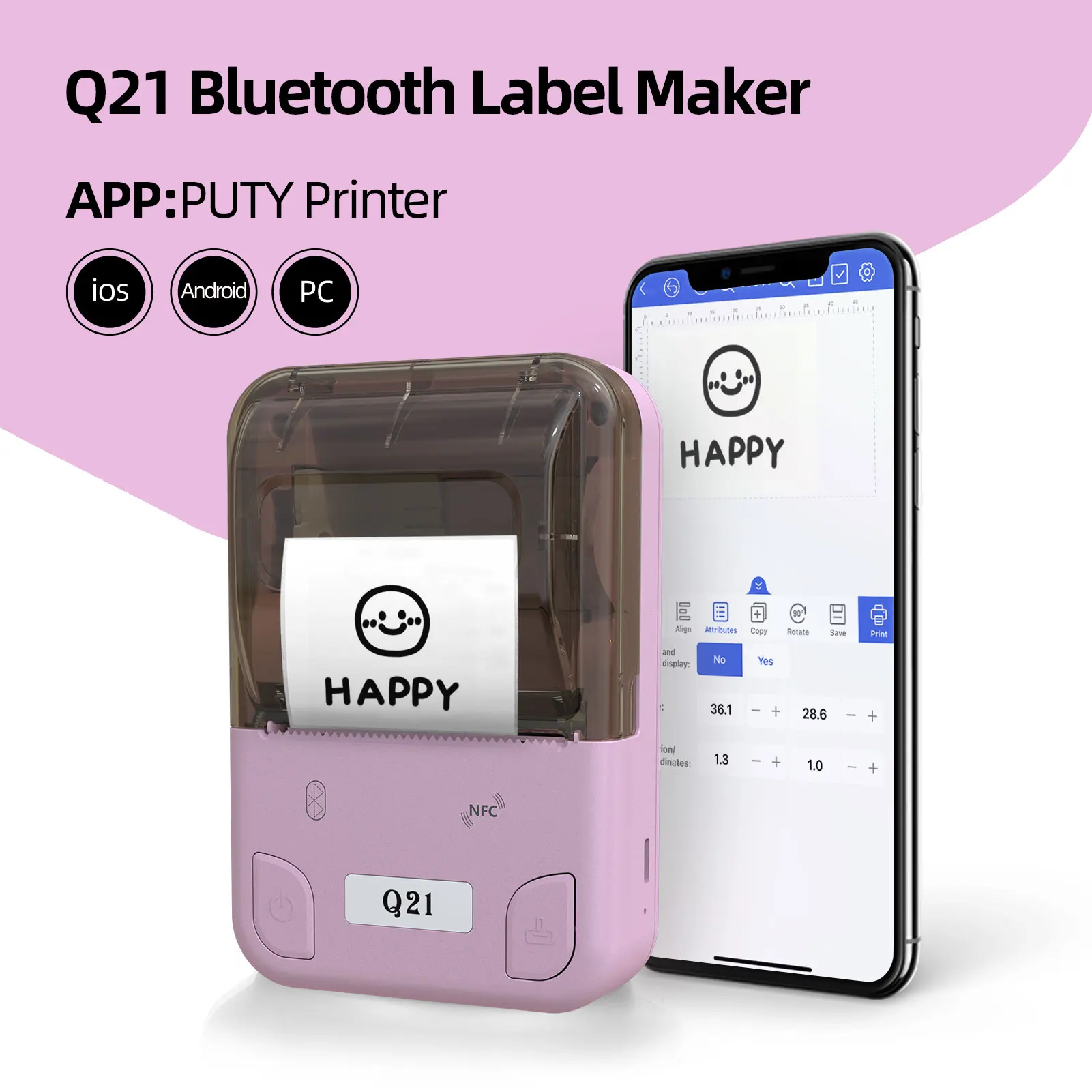 2022 New hot sale product 52mm width printing portable thermal mini label printer Q21