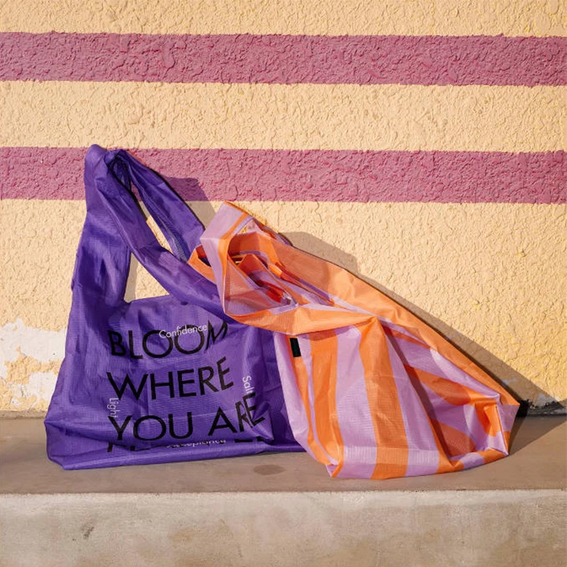 Eco-Friendly Recycled Bag PET & Nylon Ripstop Waterproof Foldable Shopping polyester bag RPET Grocery nylon tote bag