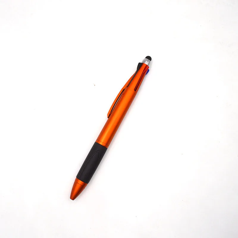 High quality mat metallic promotion 3 in 1 green red blue black refill inks stylus ball pen with custom logo