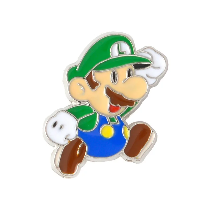 Childhood Memory Classic Cartoon Cute Super Mario Bros Green Red Lapel Brooches Badge Pin Badges Lapel Pins Brooches