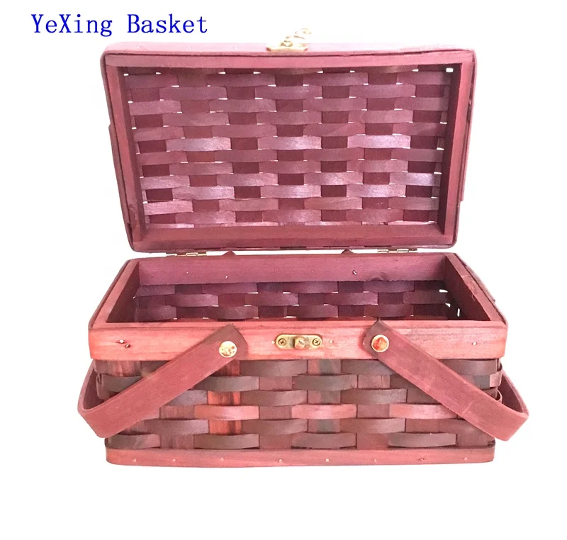 Professional factory woven gift storage gift basket with double collapsible handles