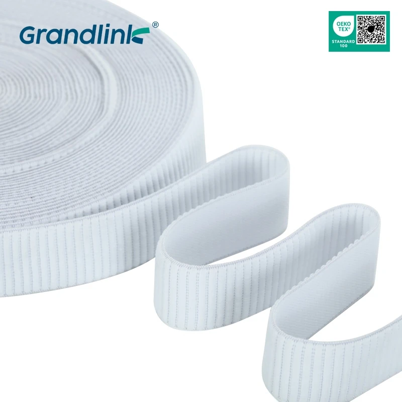 Wholesale Custom Rolls Black White 3mm 5mm 6mm 8mm 10mm 12mm Knitted Textile Flat Braided Elastic Band For Garment Sewing