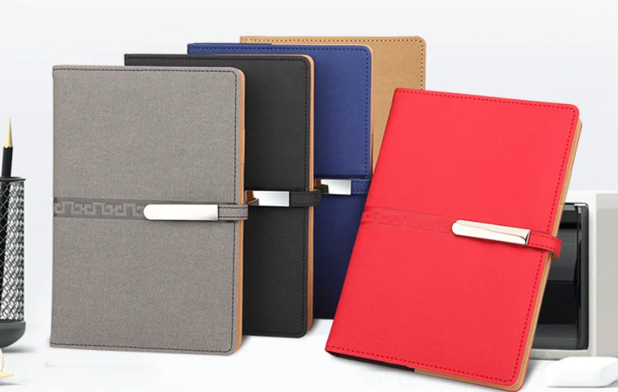 2024 Customized Logo Leather Wireless Charging A5 Pen Mug U Disk Notebook Diary for Automotive Insurance Education Industry