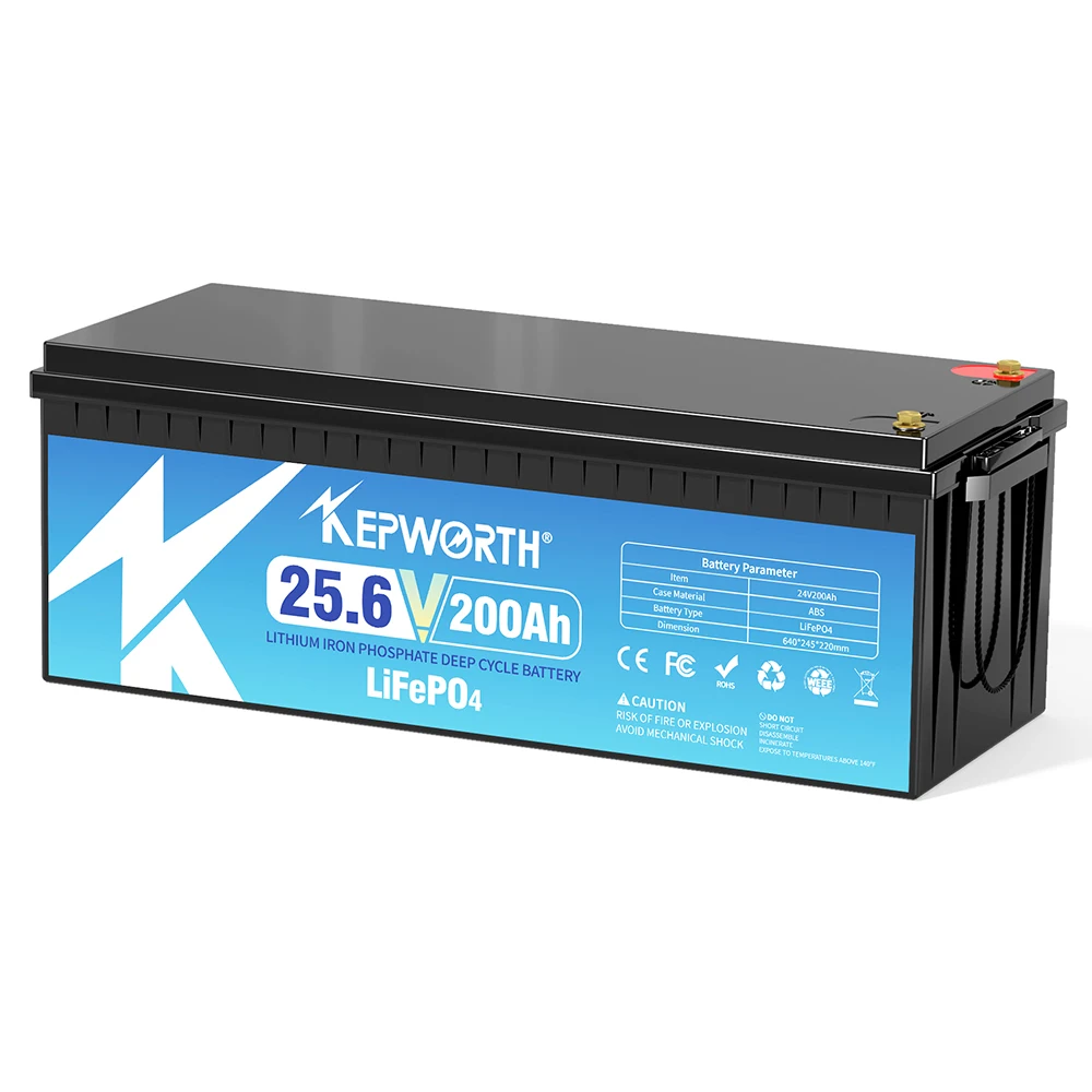 US/EU/DE Stock 25.6V 200Ah Kepworth LiFePO4 Battery Built-in BMS Lithium Iron Phosphate Cell For Home Energy Storage Backup